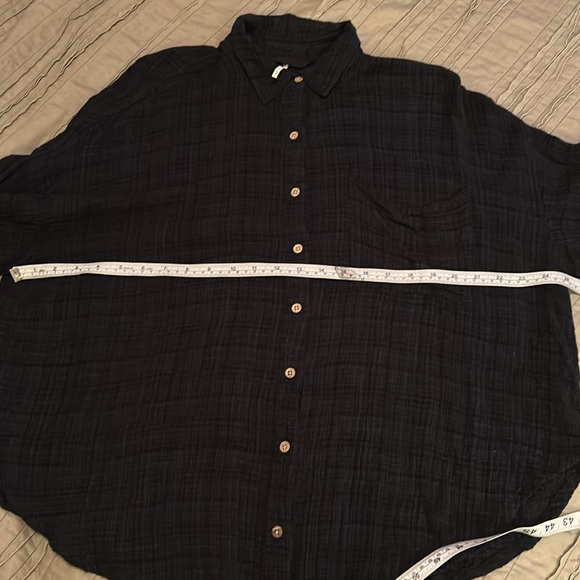Free People Black Gauze Oversized Button Down - Picture 8 of 12
